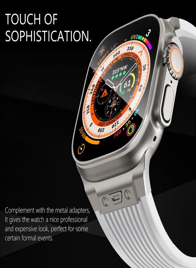 NewWays Watch Band for Apple Watch Ultra 2 Band 49mm 45mm 44mm 42mm, Luxury Rugged Silicone Rubber Strap with Metal Connector & Folding Deployment Clasp for iWatch Ultra Series 9 8 7 6 5 4 3 2 1 SE for Men - Image 5